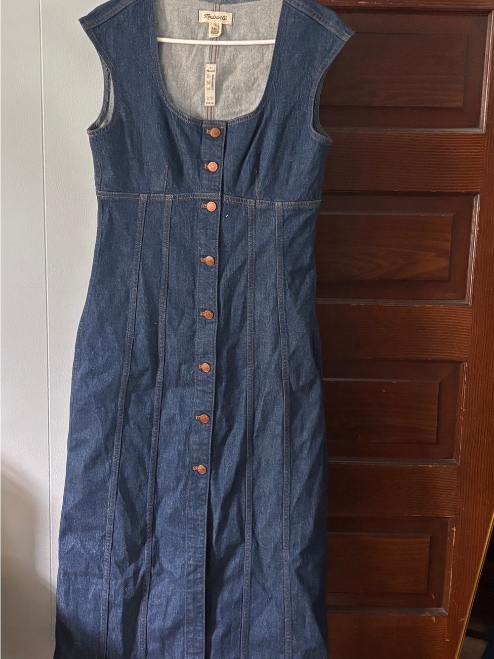 Madewell Two-Tone Blue Denim Button-Front Dress